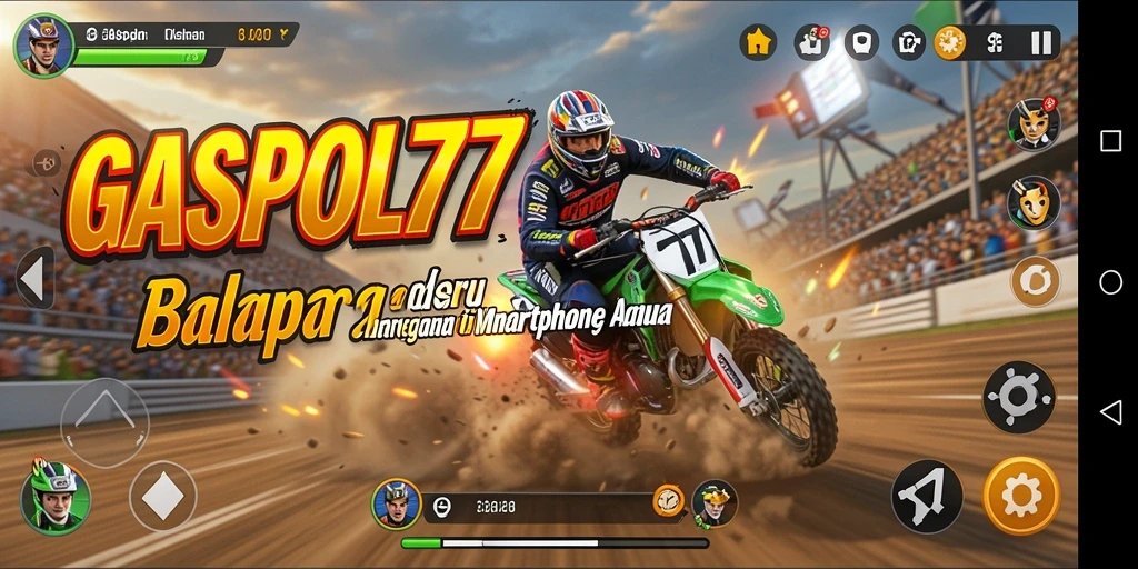 Screenshot menunjukkan aksi balapan seru dalam GASPOL77.