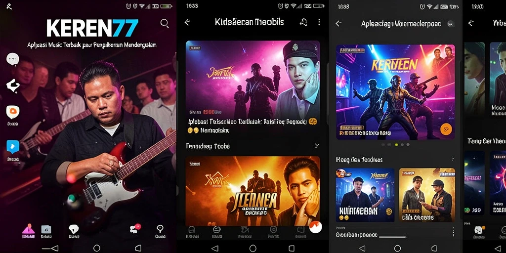 Screenshot gameplay KEREN77 dengan tampilan daftar putar musik.