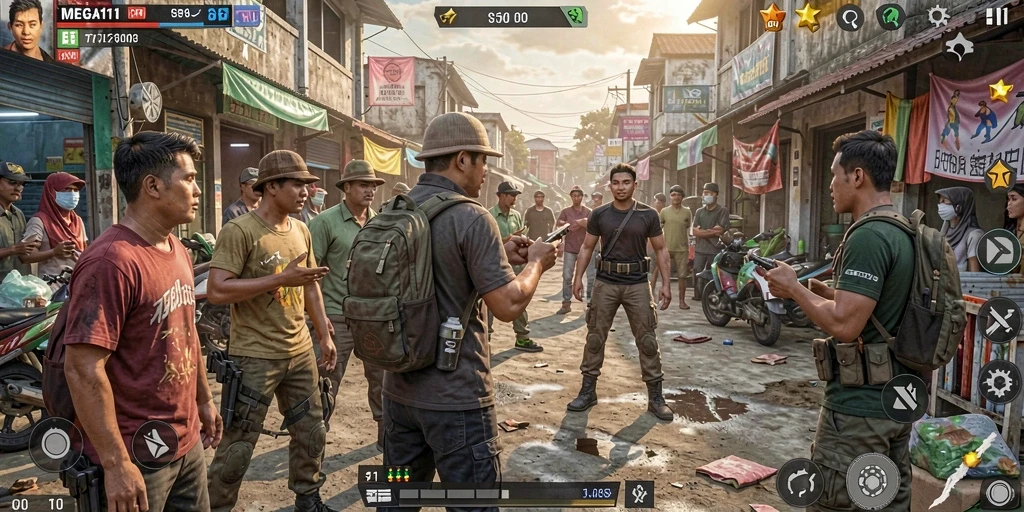 Tangkapan layar dari permainan strategi MEGA111 yang menarik.
