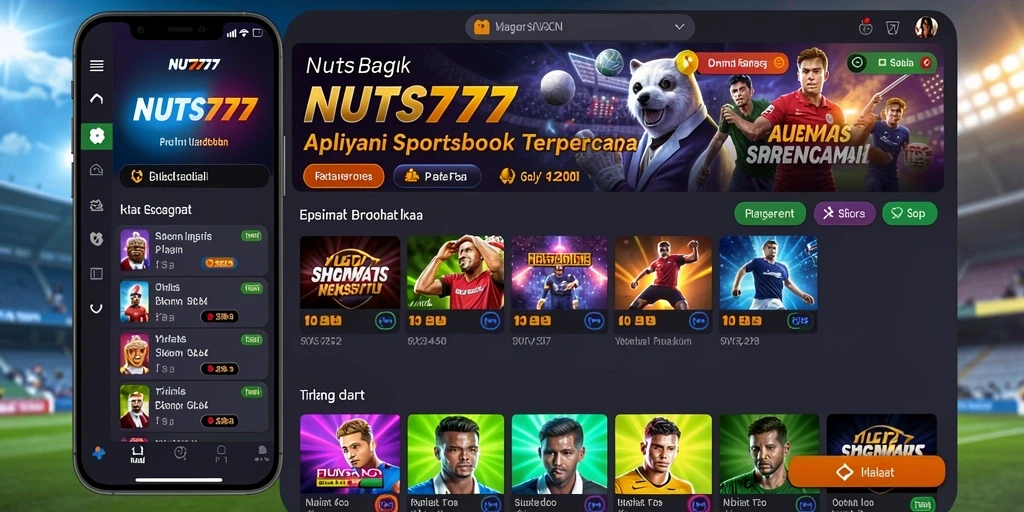 Screenshot utama NUTS777 menampilkan antarmuka sportsbook yang dinamis.