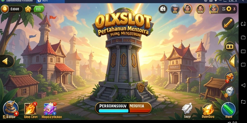 Tampilan menara dan musuh dalam OLXSLOT yang menegangkan.