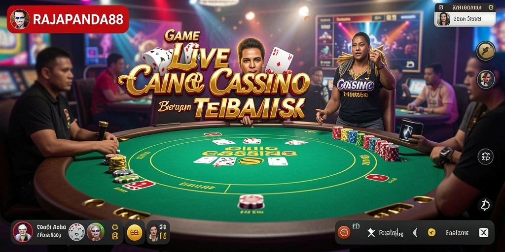 Tangkapan layar gameplay RAJAPANDA88 yang menampilkan dealer dan suasana Live Casino.
